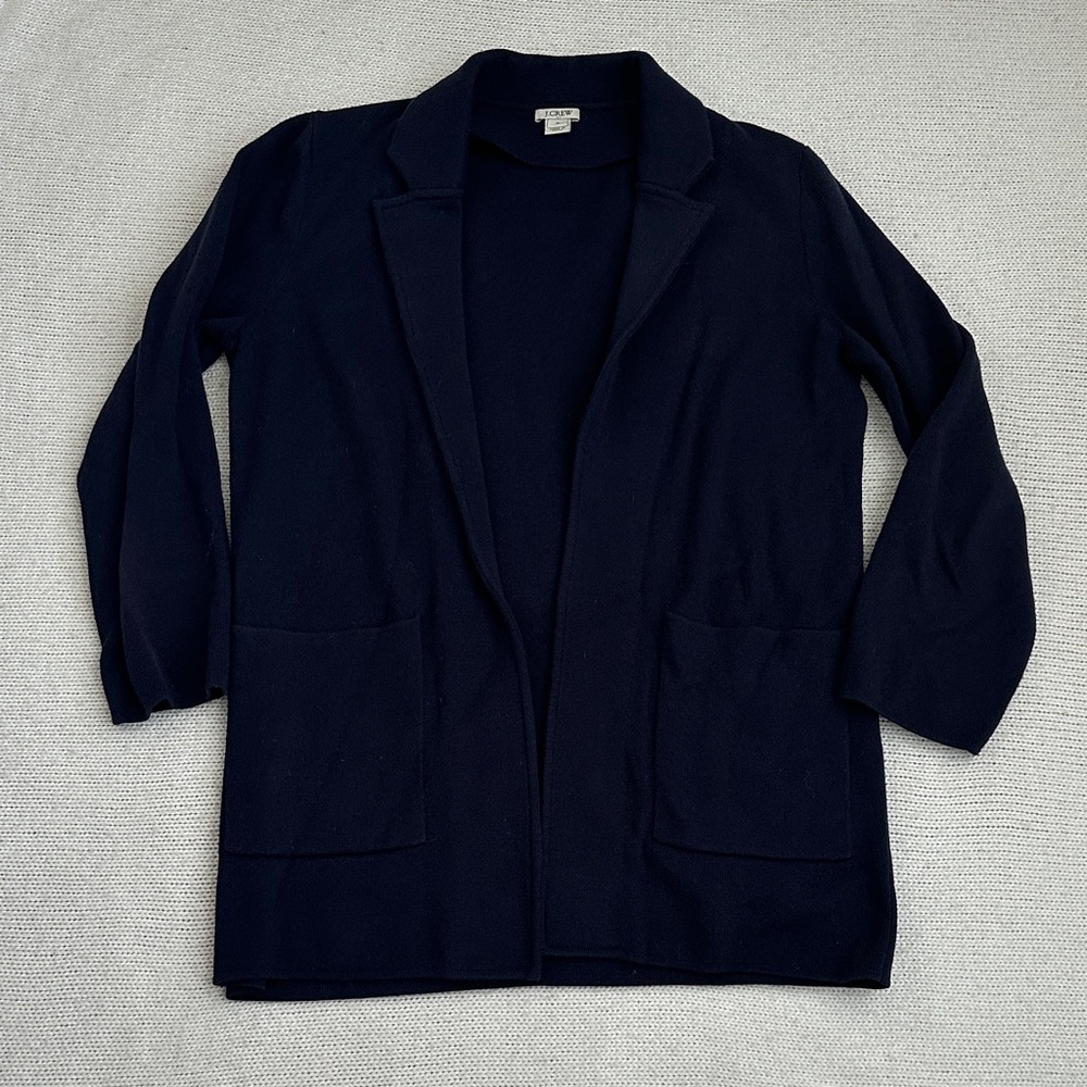 J Crew 100% Cotton Navy Long Cardigan Size Medium